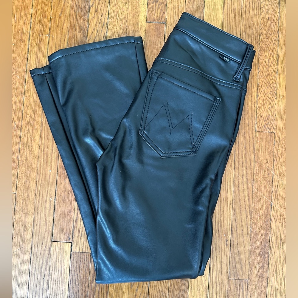 MOTHER Black Faux Leather Pants